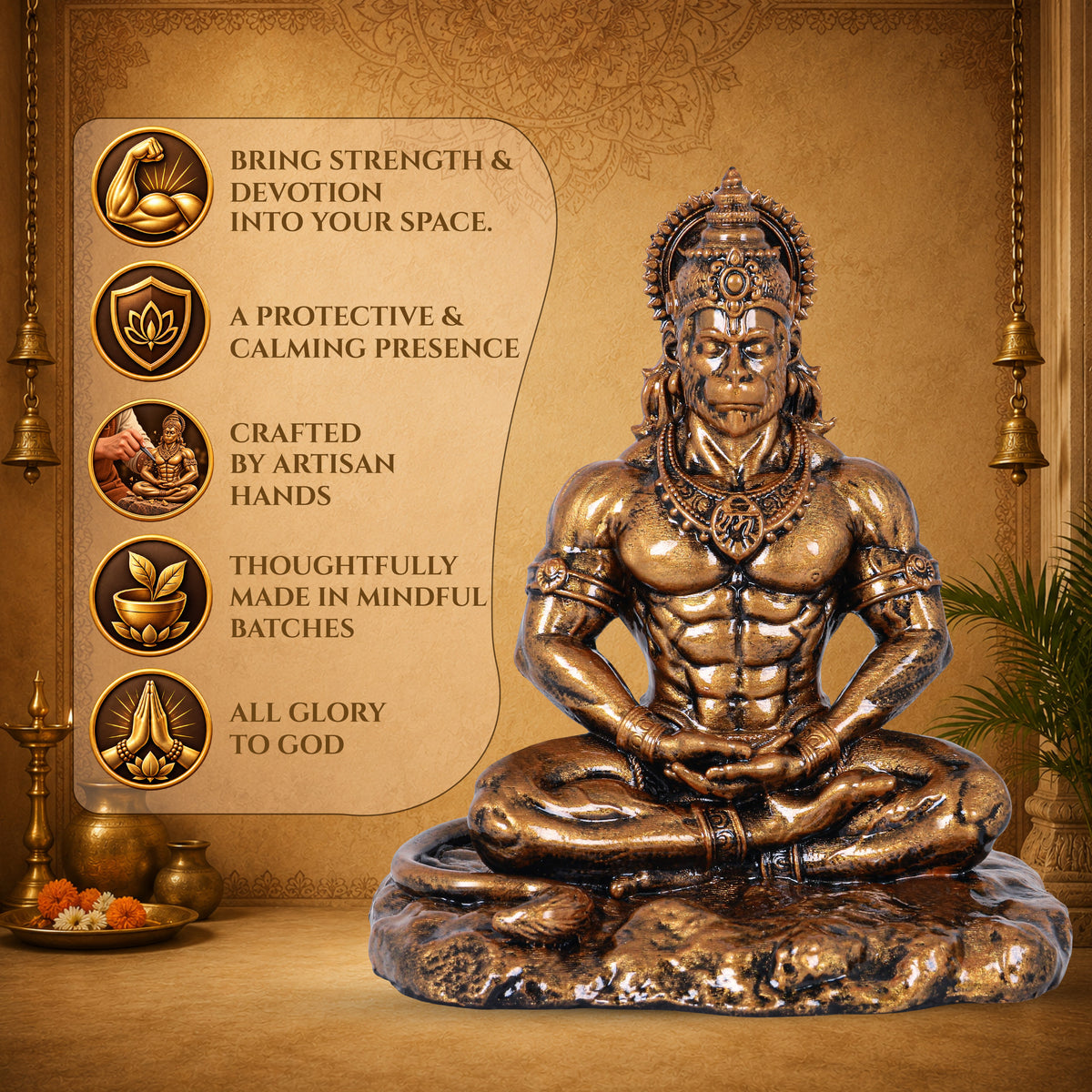 ANTIQUE COPPER | HANUMAN JI IDOL | BAJRANGBALI MURTI