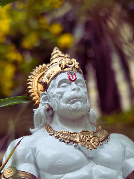 Divine White - Hanuman ji Murti | Bajrangbali Idol [4.5 Inch]
