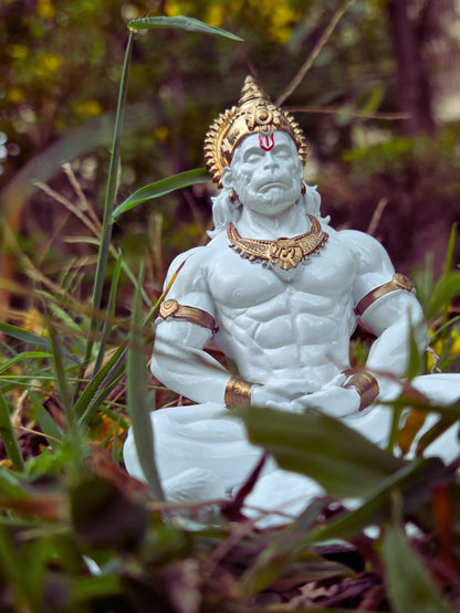 Divine White - Hanuman ji Murti | Bajrangbali Idol [4.5 Inch]